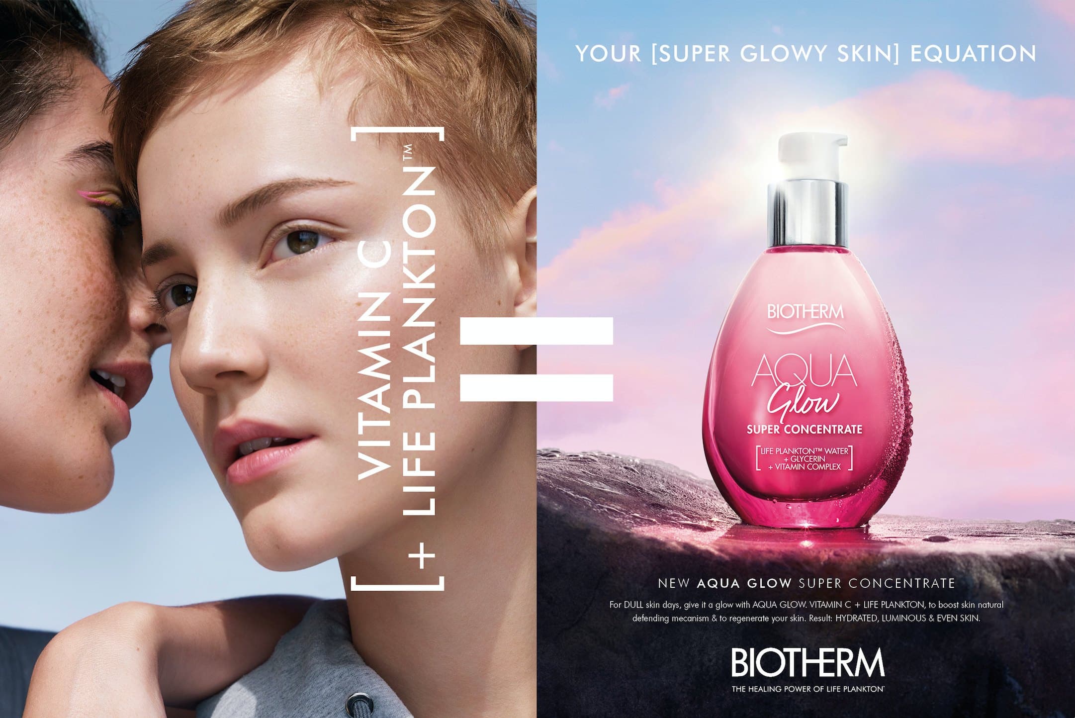 Double page print Your Super Glowy Skin Equation, Aqua Glow