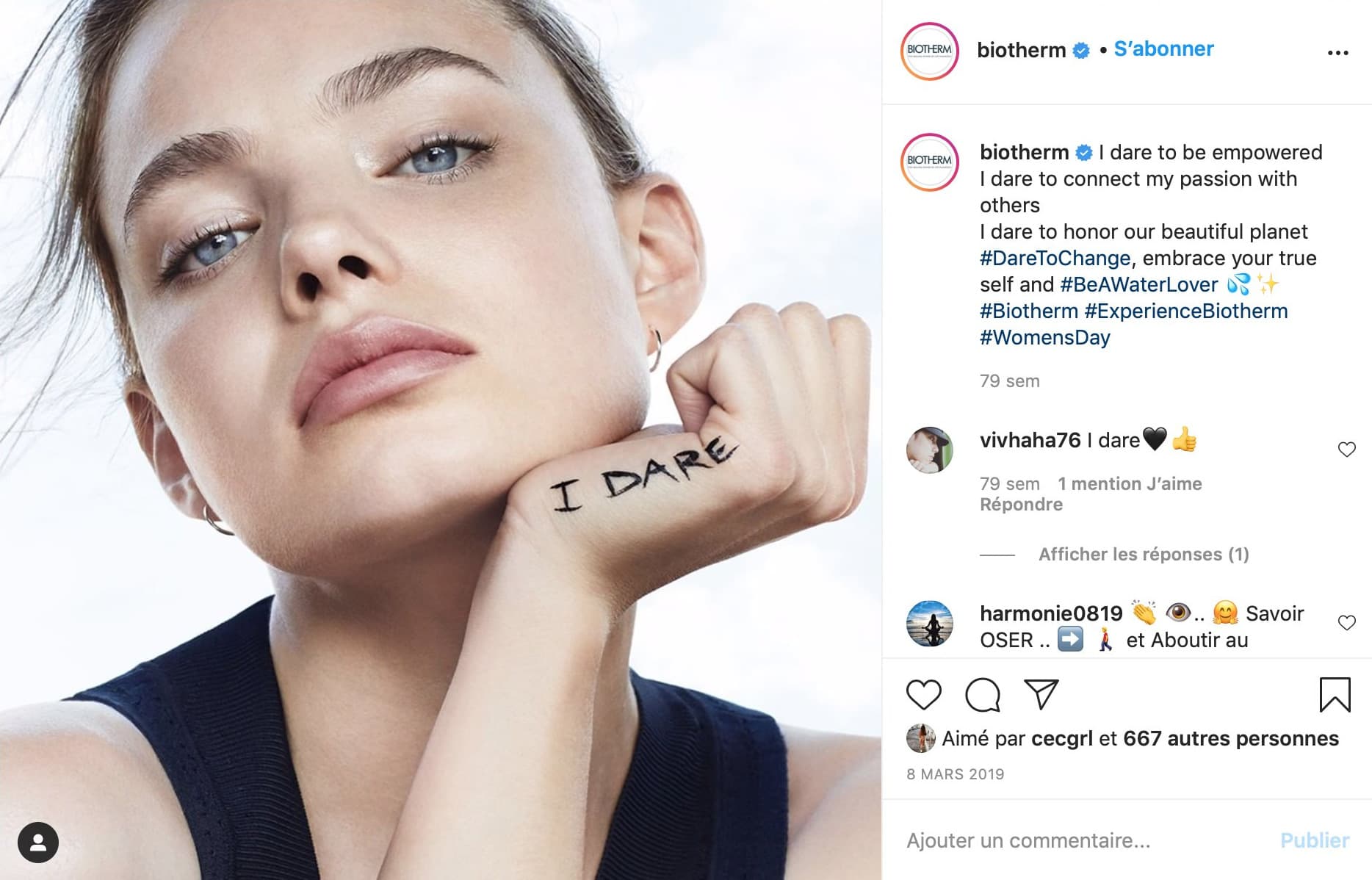 Post Instagram I Dare, Biotherm