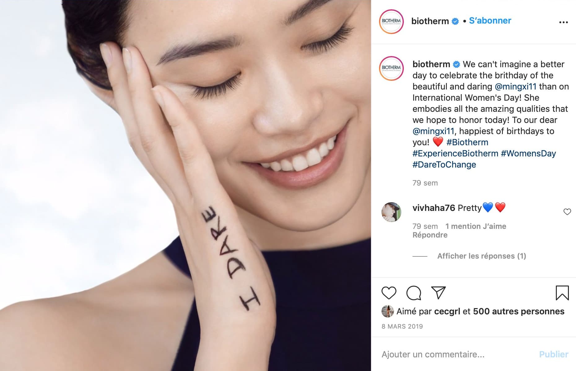 Post Instagram I Dare, Biotherm