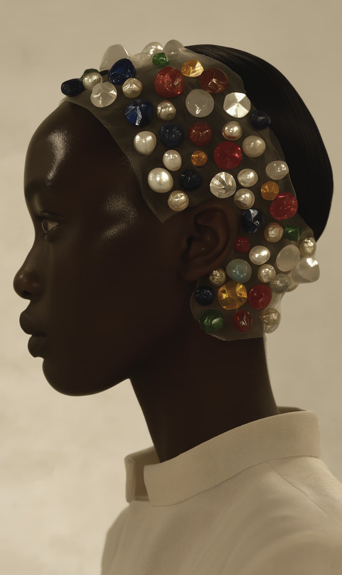 Portrait AI, coiffe de bijoux, Exploring craftsmanship