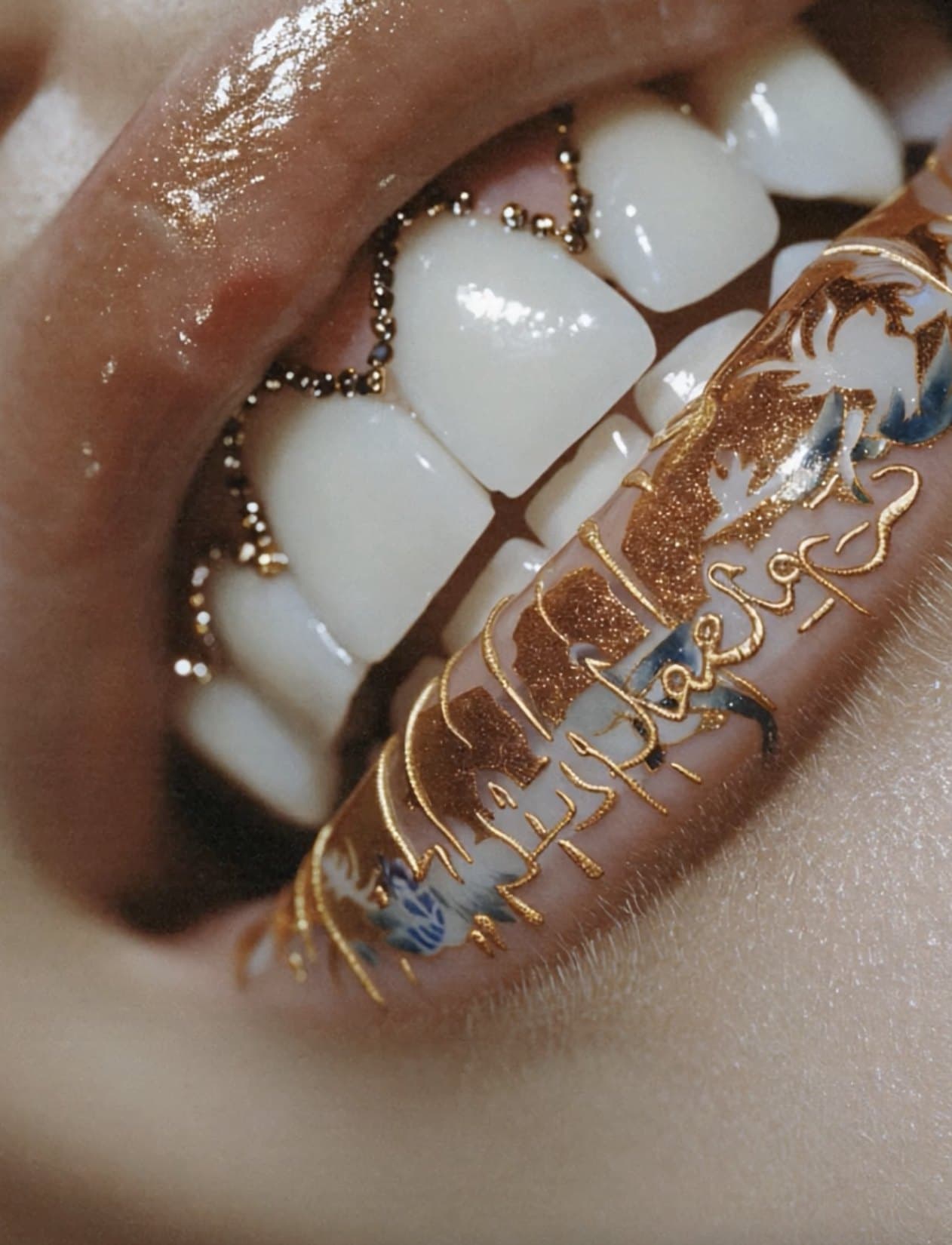 Bijou d'or sur des dents