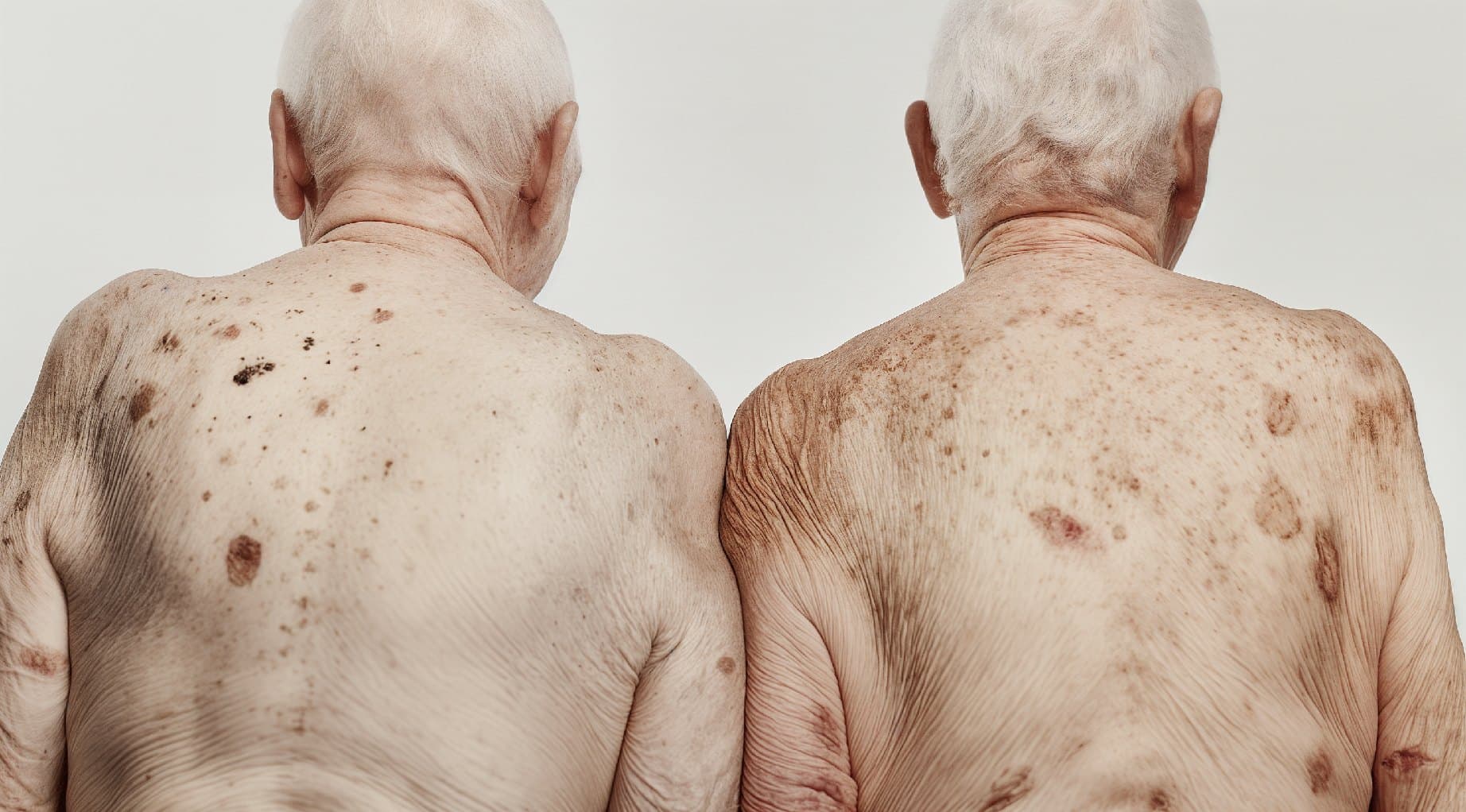The Body research AI lab : deux dos âgés, peau marquée par le temps