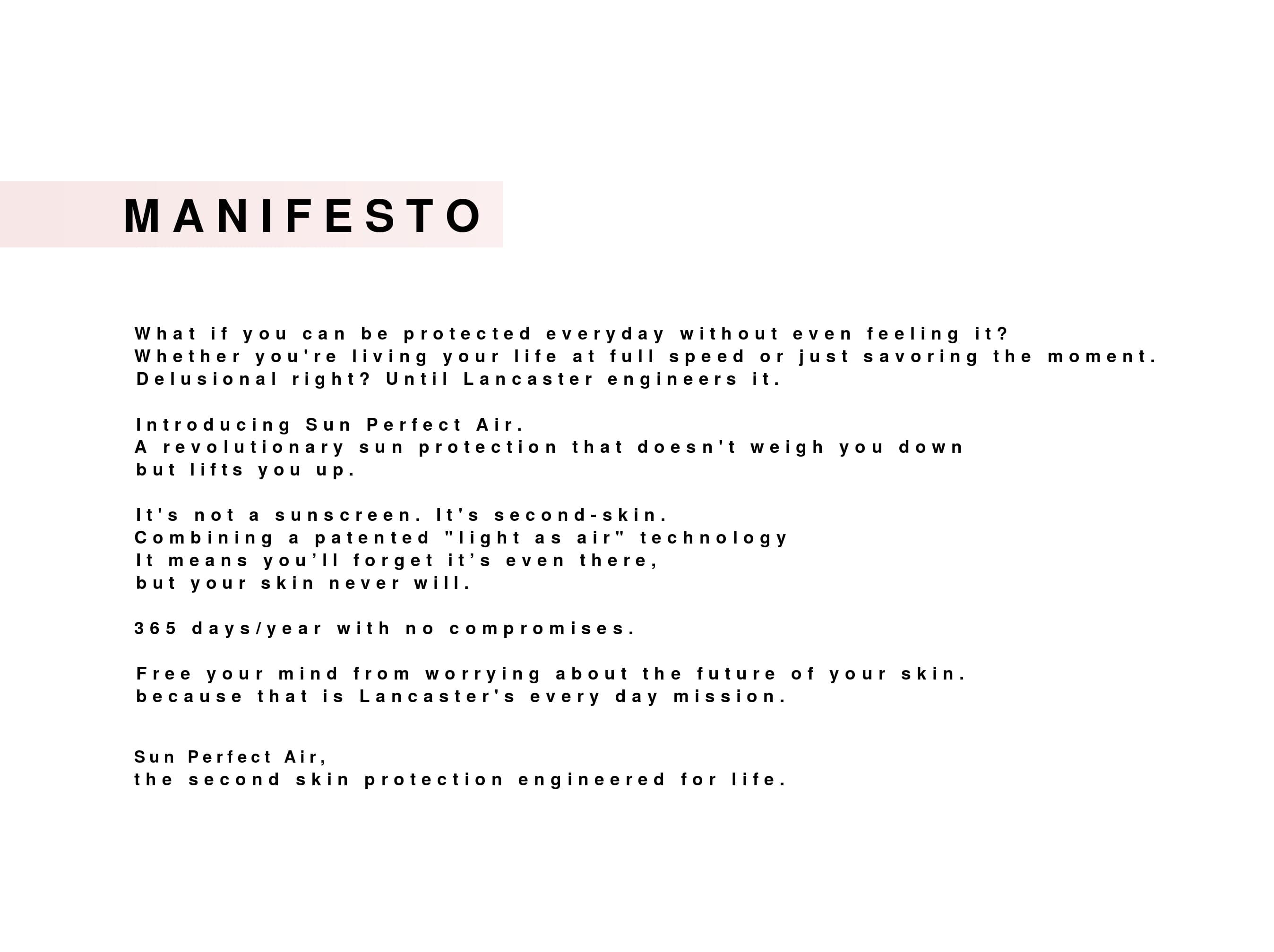 Manifeste Lancaster Sun Perfect Air