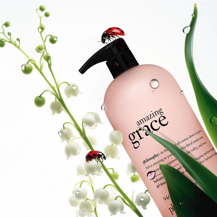 Amazing grace, flacon rose et coccinelle