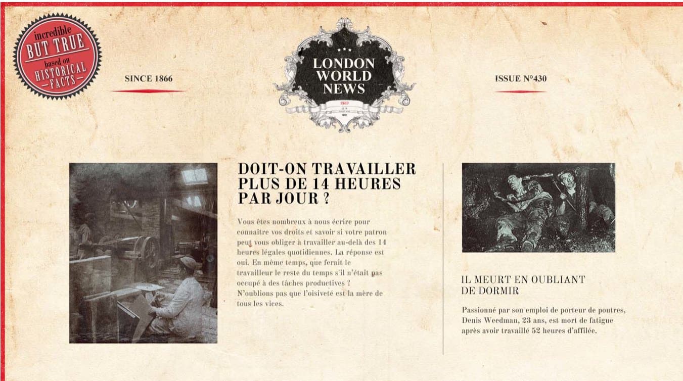 London World News, fausse une victorienne en français