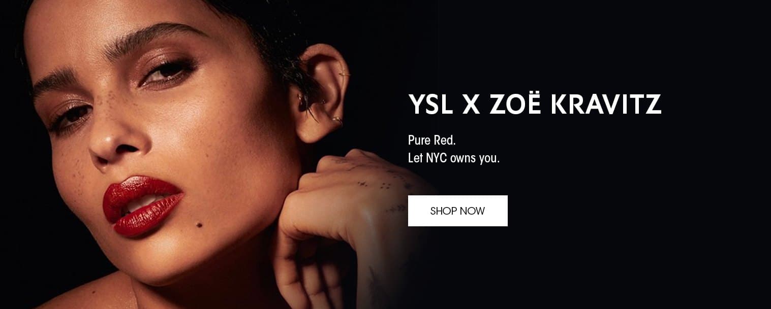 Bannière web YSL × Zoë Kravitz, Zoë aux lèvres rouges